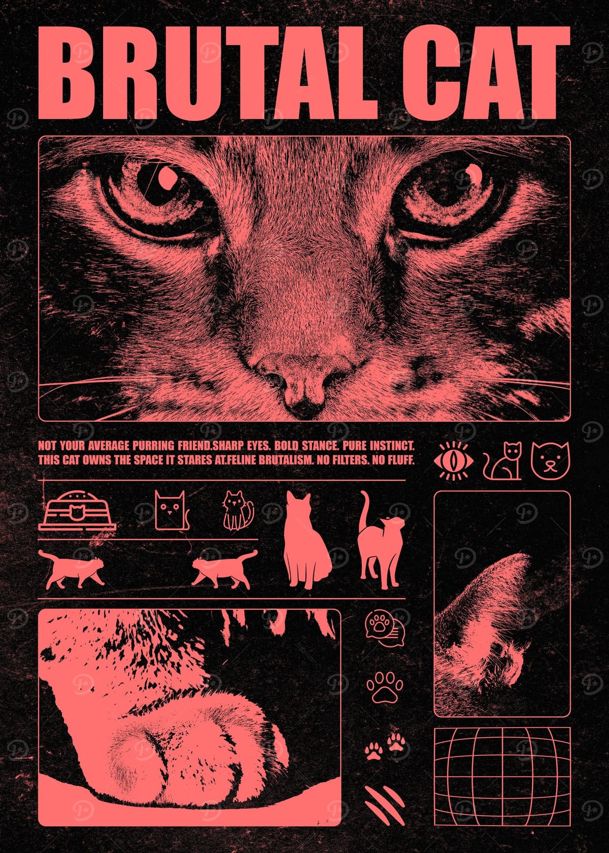 Brutal Cat Graphic Art Poster
