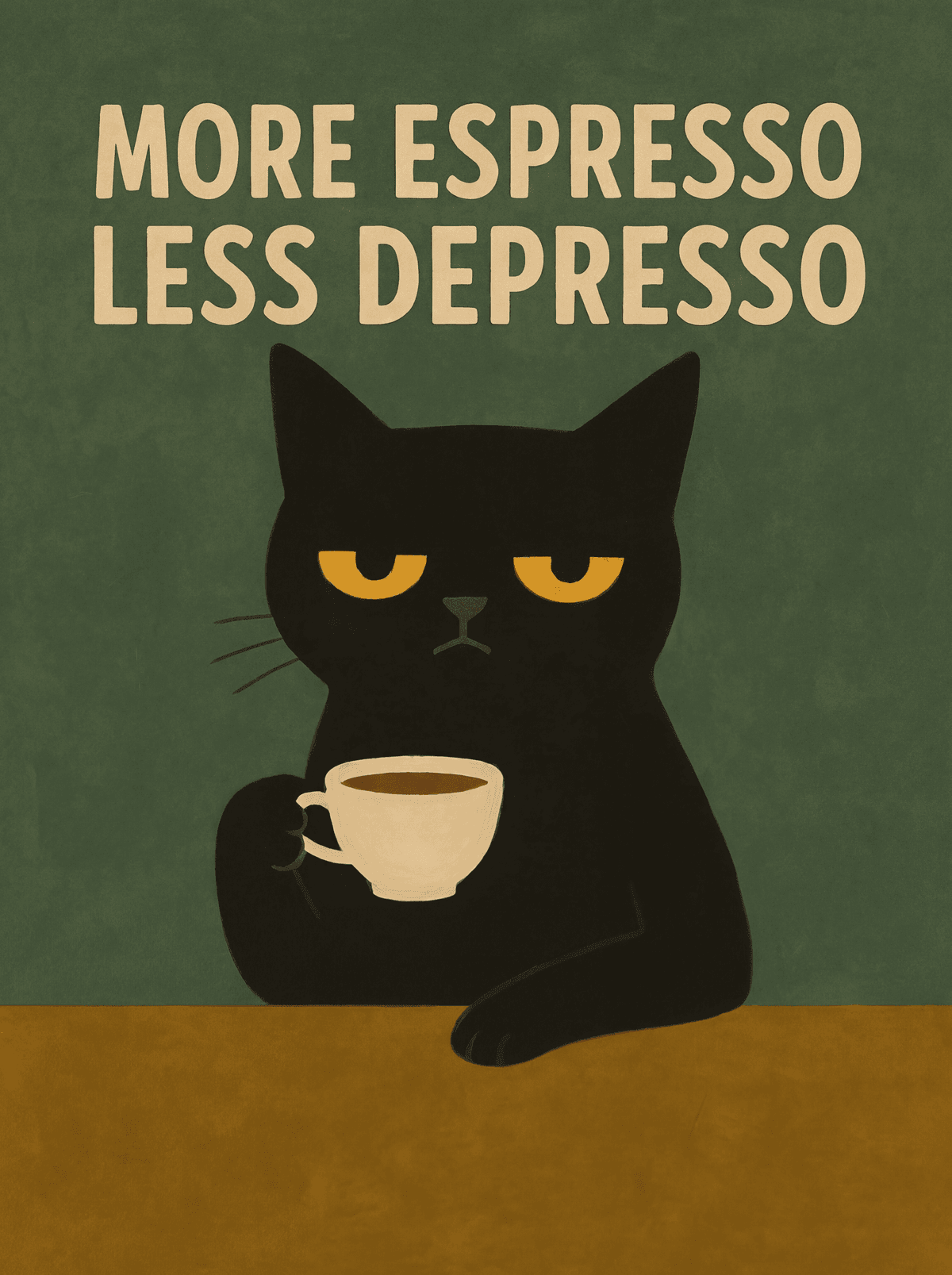 Funny Cat Printable – Espresso Quote Wall Art – Digital Cat Decor – Gift for Coffee & Cat Lovers