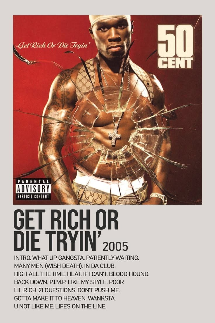 Get Rich Or Die Tryin' By 50 Cent Minimalist Album Poster