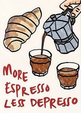 'more Espresso less depresso ' Poster, picture, metal print, paint by Top new One | Displate