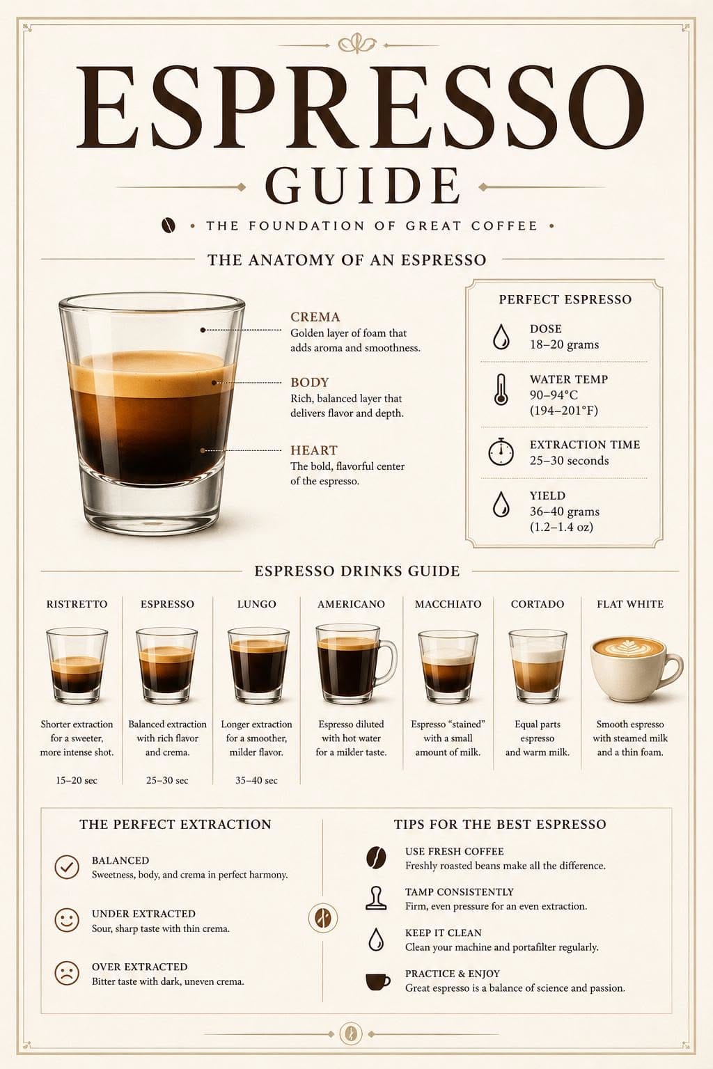 Espresso Guide Poster, Coffee Anatomy Infographic, Coffee Bar Art (Digital Download)