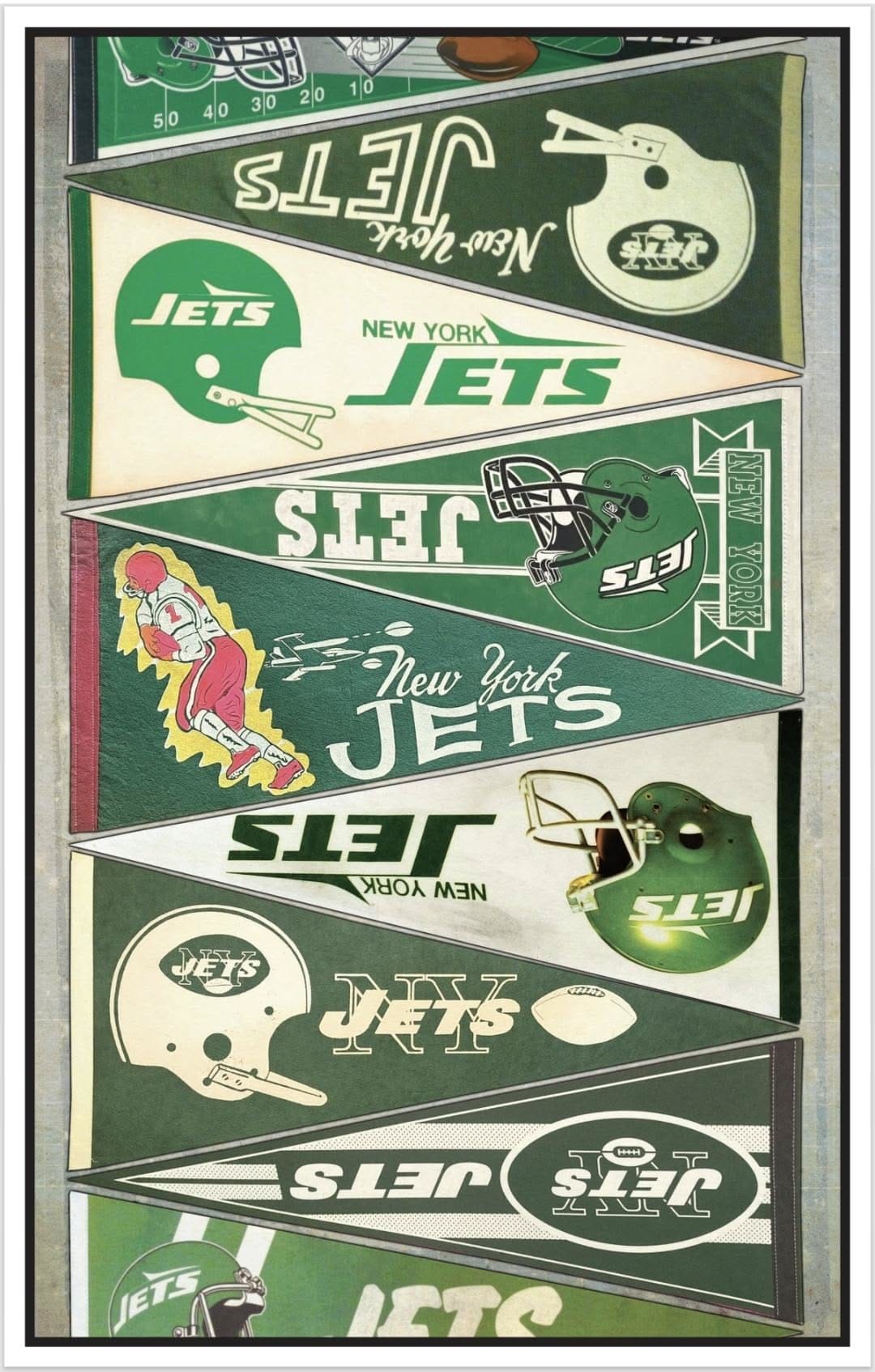 New York Jets vintage pennant print 15x24 or 11x17