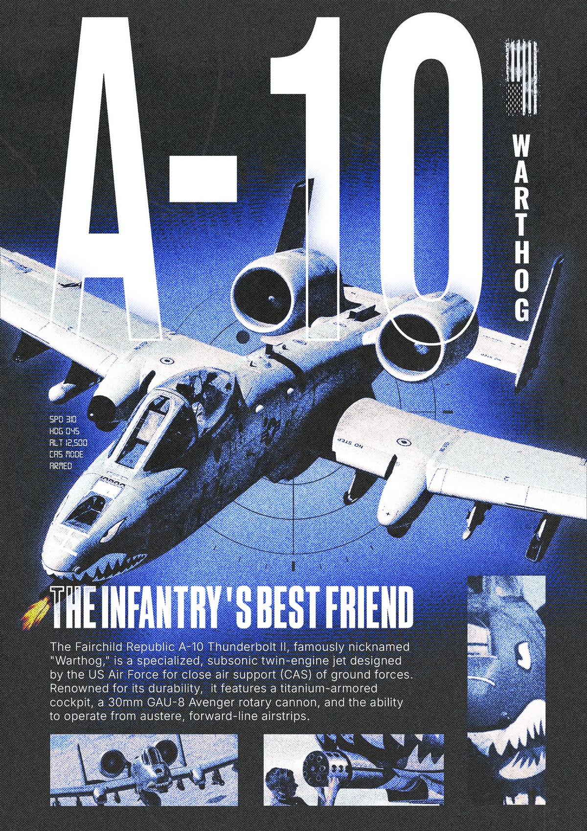 A-10 Warthog Grunge Military Poster