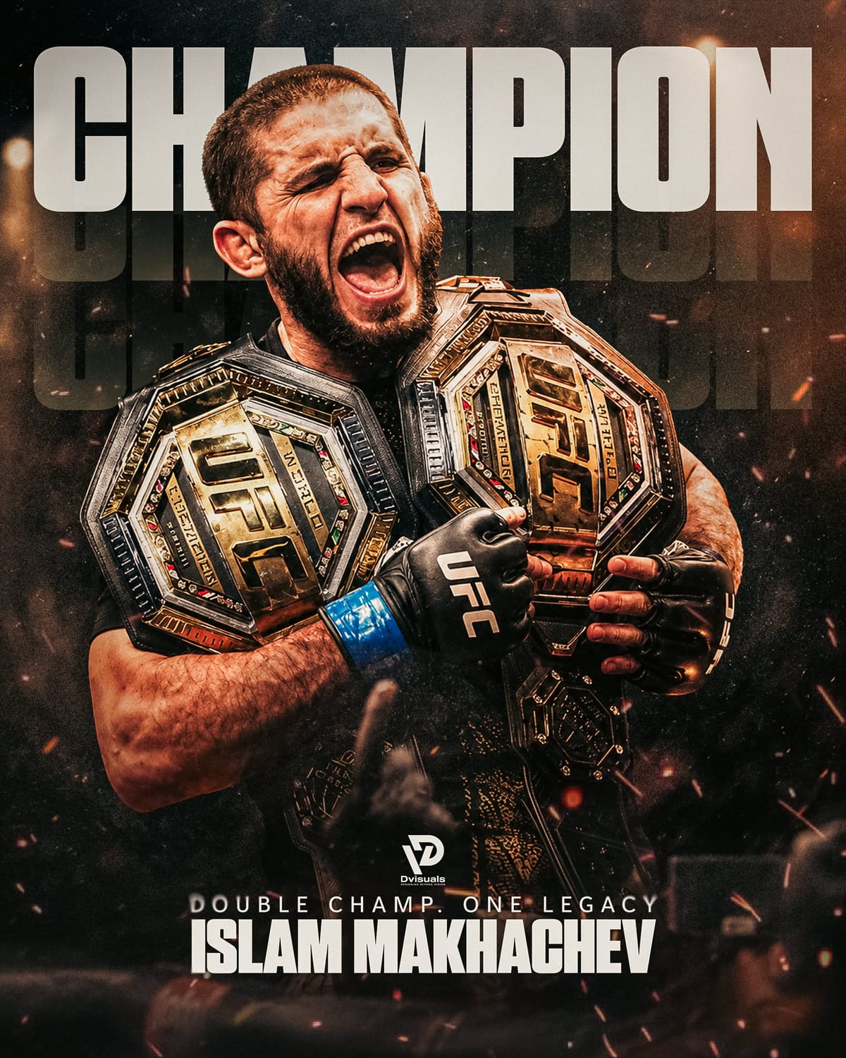 Islam Makhachev UFC Double Champion Lightweight & Welterweight King | MMA Poster Design