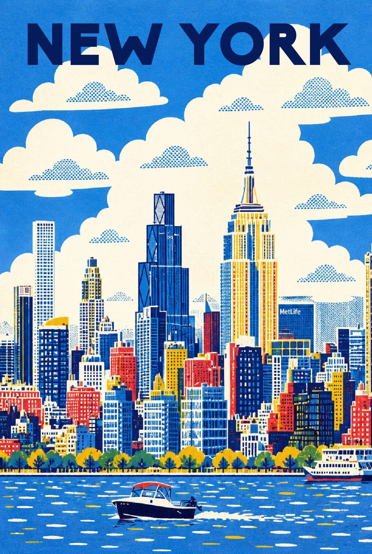 New York City Postcard   Blue Sky Nyc
