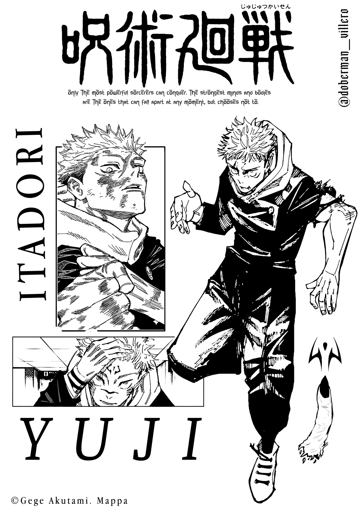 ITADORI YUJI póster. by; @doberman_villero on Instagram.