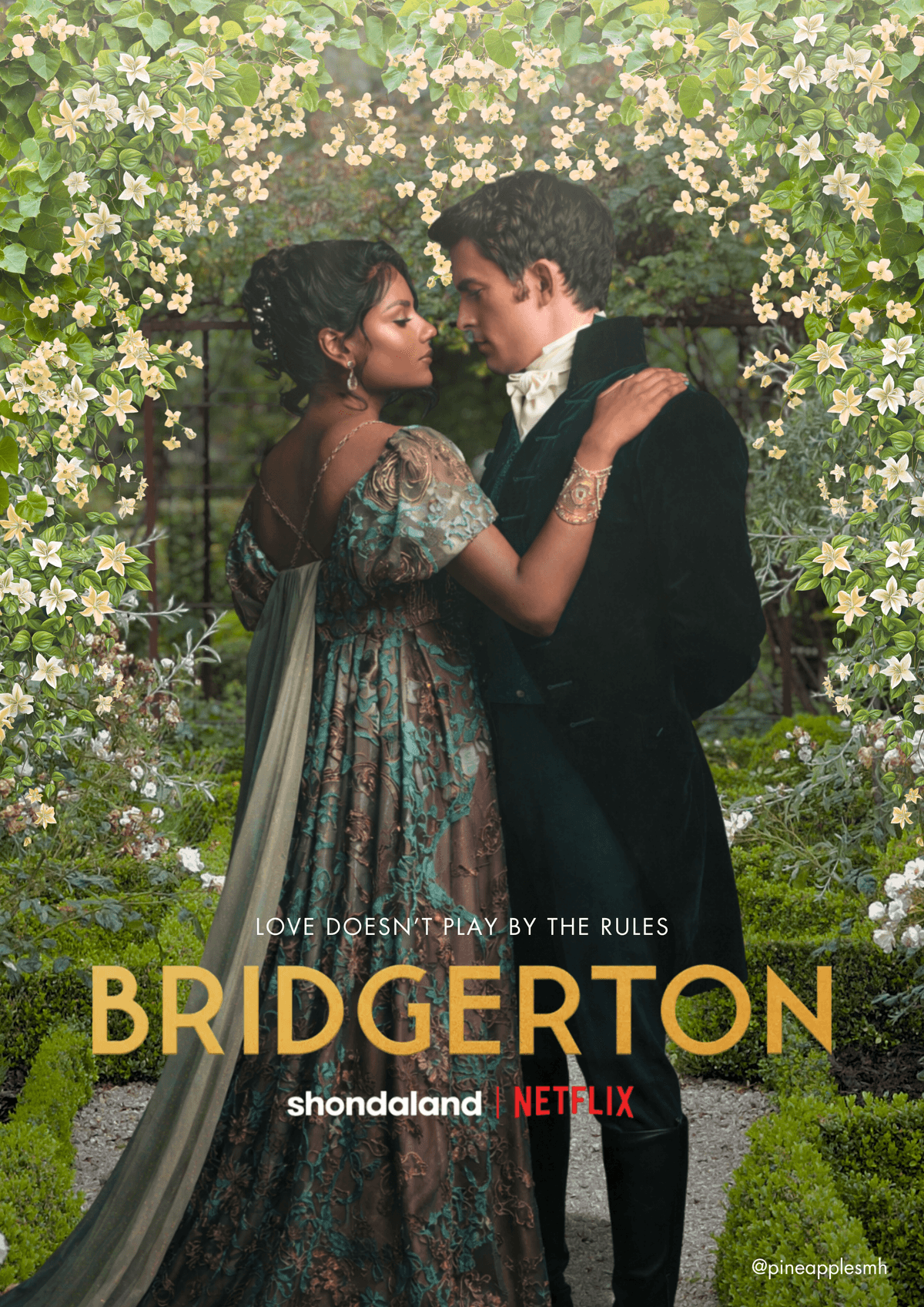 Kate and Anthony Bridgerton in the garden