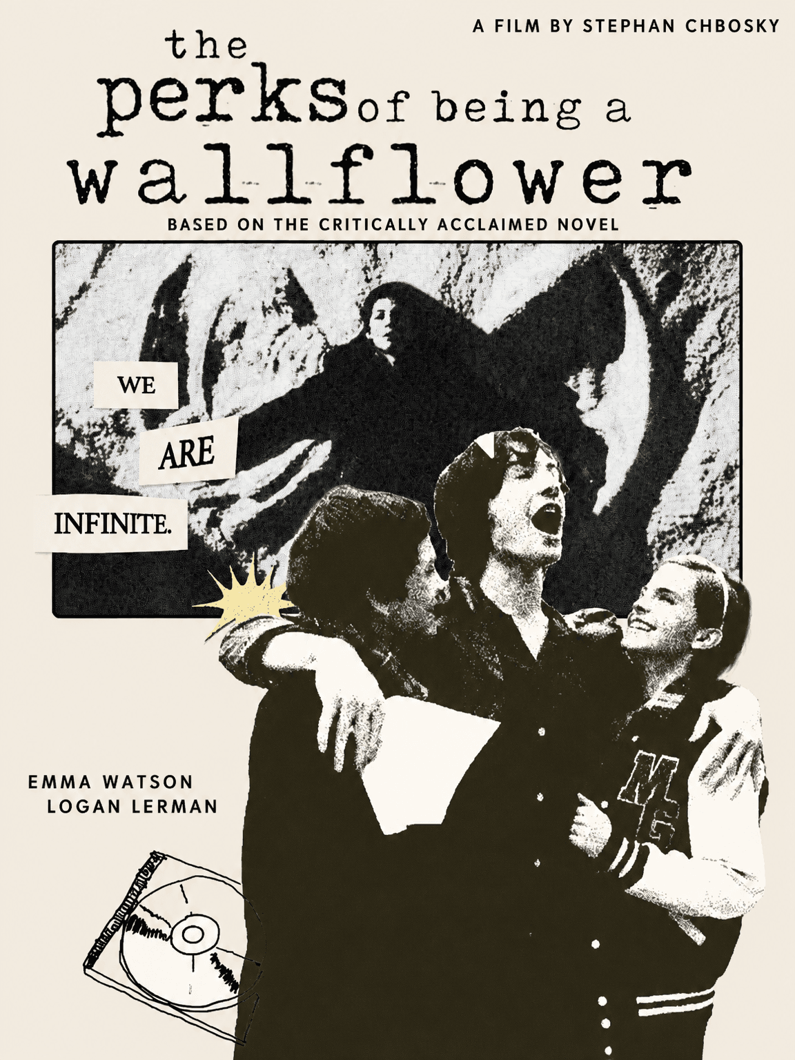 The Perks of Being a Wallflower Wall Art Print - A1 60x84 cm / Dark Wood Framed