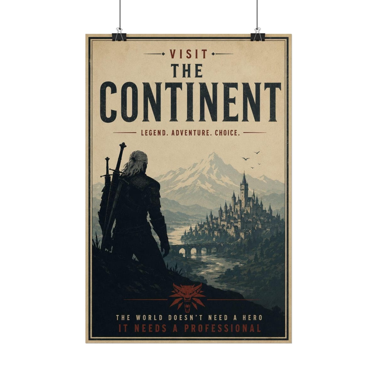 Witcher 3 Travel Poster Rolled Posters | Vintage Game Art, Geralt Scenic Print