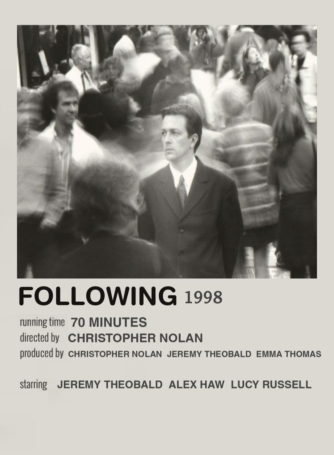 Following 1998 movie by Christopher Nolan polaroid poster