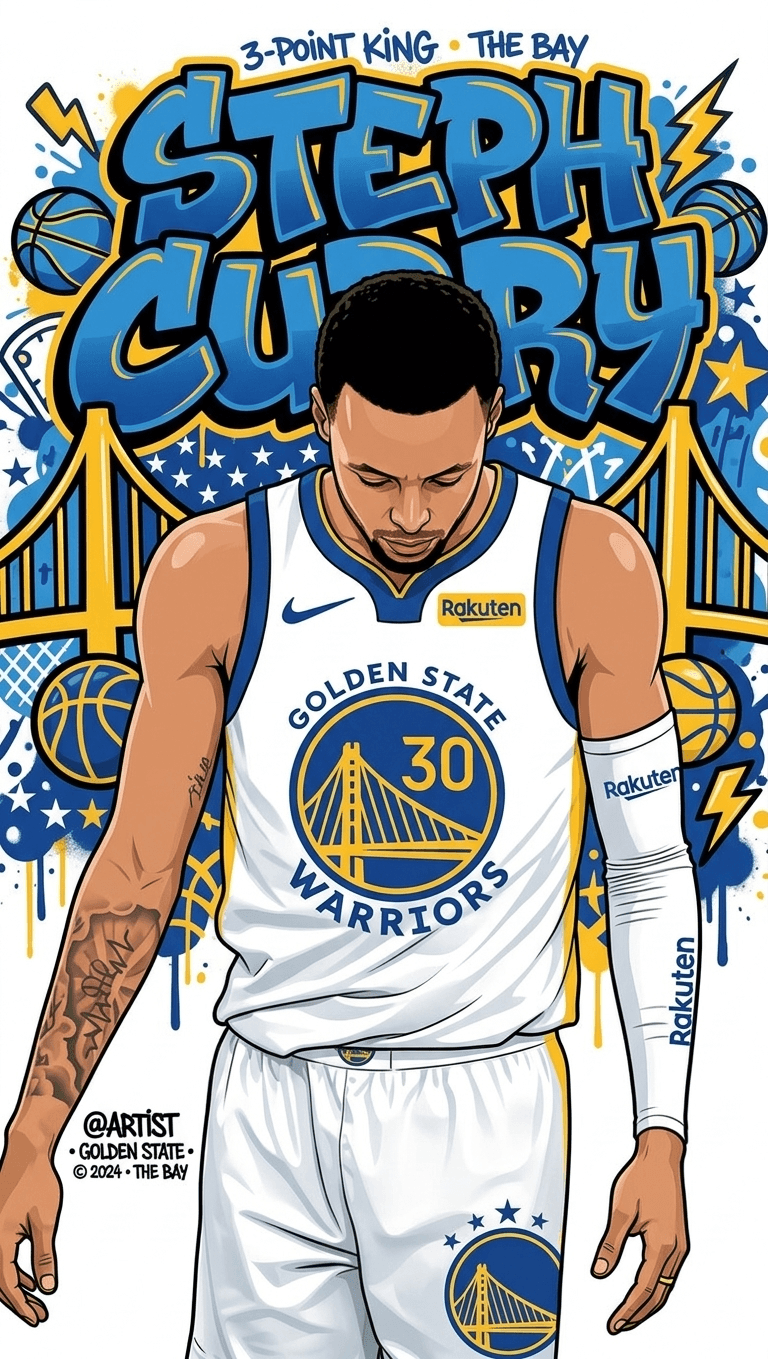 Steph Curry Comic Style Phone Background ✨