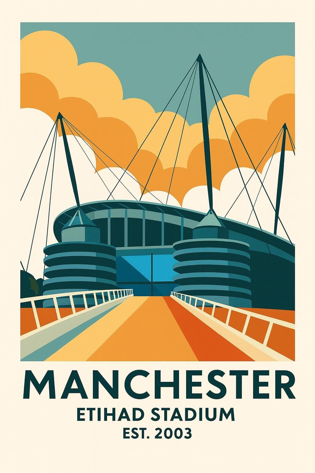 Manchester City Etihad Stadium Print | Man City FC Poster | Modern Football Wall Art | Gift for Football Fans | A4 or Framed