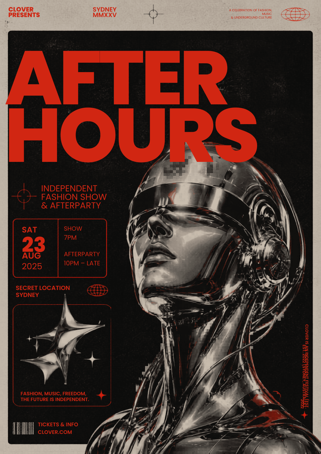 Cyberpunk Event Poster Design | Futuristic Fashion Rave Flyer Inspiration