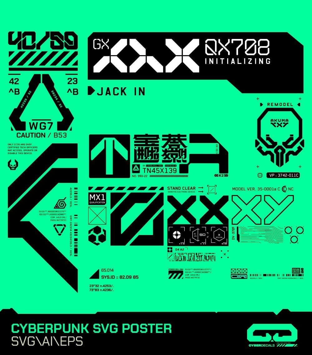 SVG Cyberpunk Poster - Digital Download Print Modern Poster Wall Art