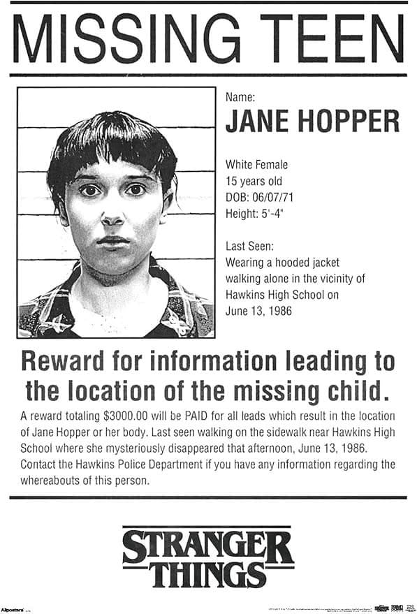 Missing Poster  Jane Hopper fashionstation 100626 16046