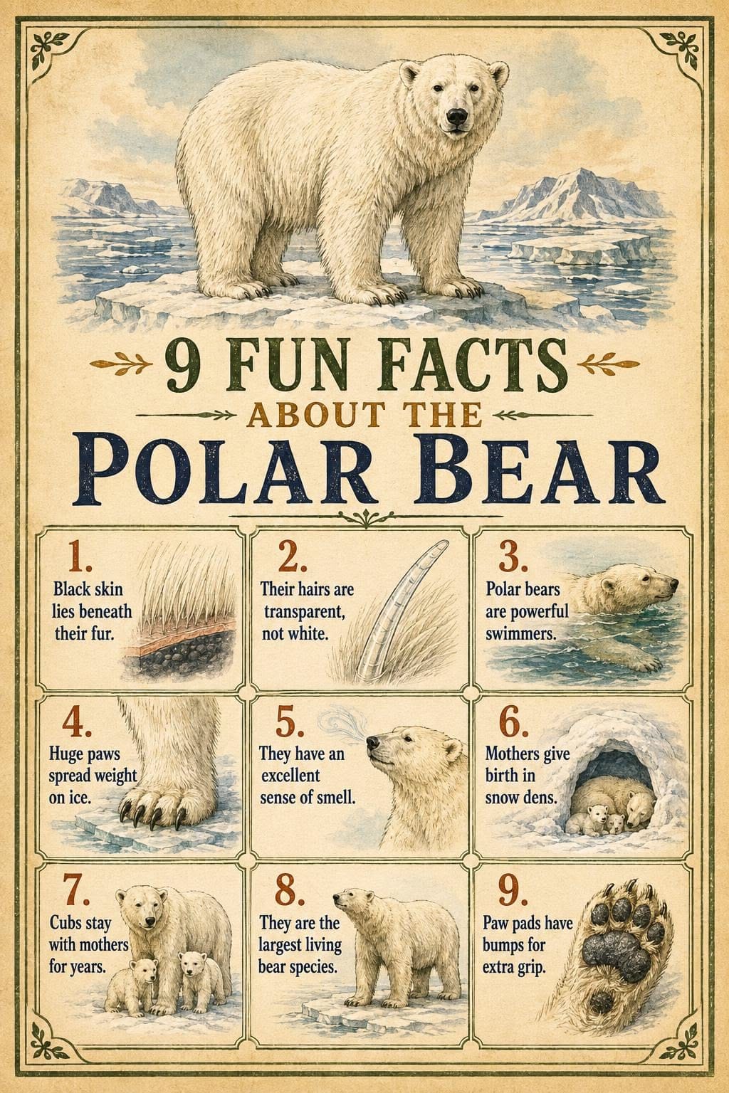 Poster Fun Facts Poster | Educational Wall Art | Illustrated Knowledge Print | 8x12 Inches