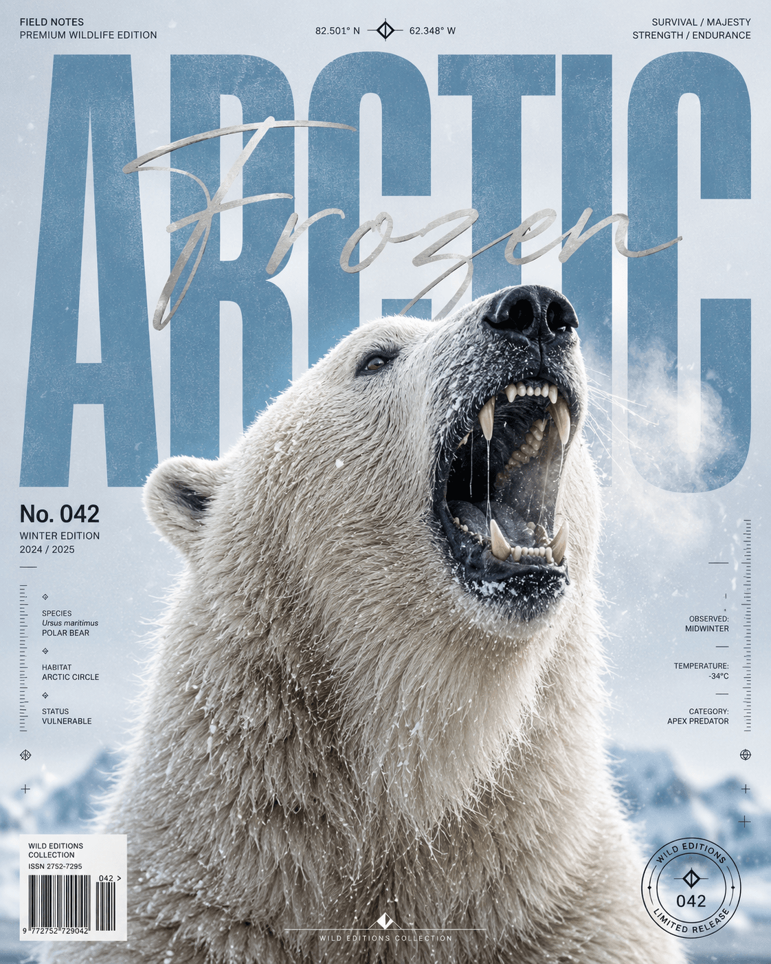 Arctic – Premium Wildlife Editorial Poster | AI Art Direction & Swiss Design