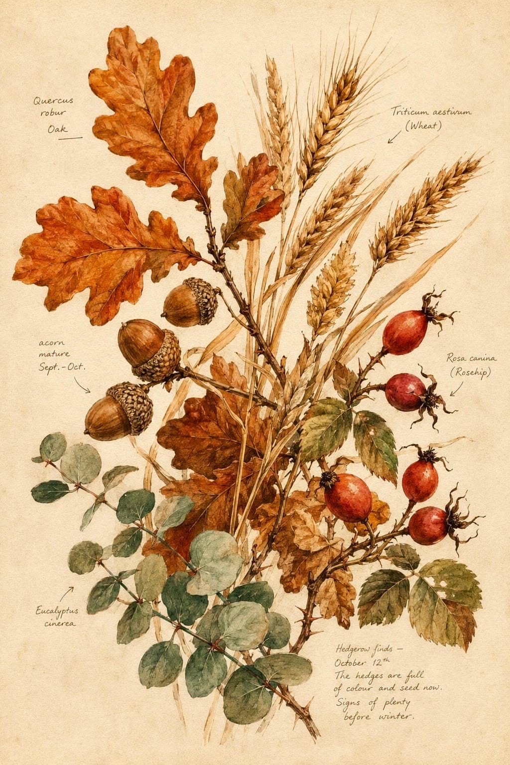 Autumn Harvest Botanical Print -- Fall Nature Illustration Art | Thanksgiving Wall Decor, Living Room Print, Digital Download