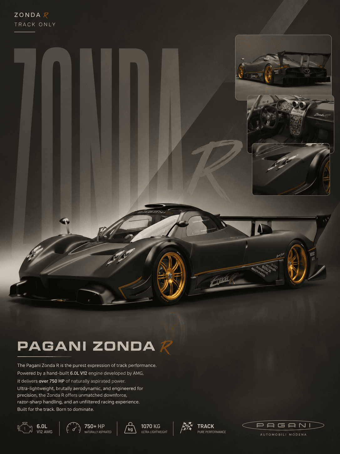 Pagani Zonda R poster