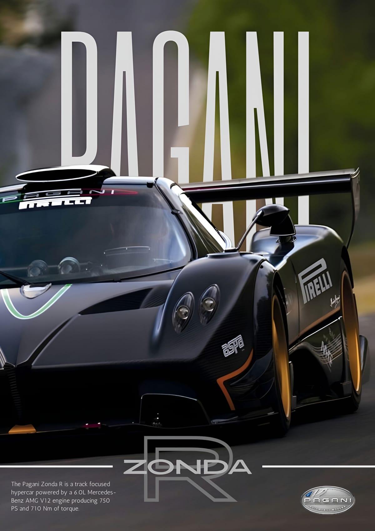 pagani zonda r poster