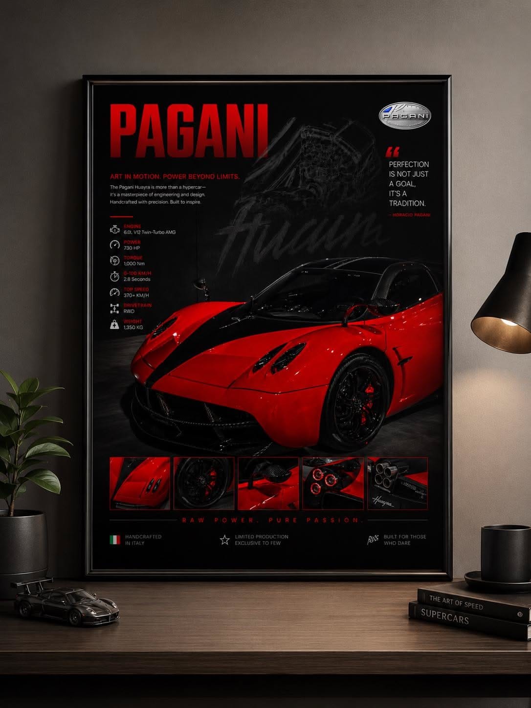 Pagani Huayra Wall Art, Supercar Poster, Luxury Car Print, Automotive Decor, Printable Digital Download