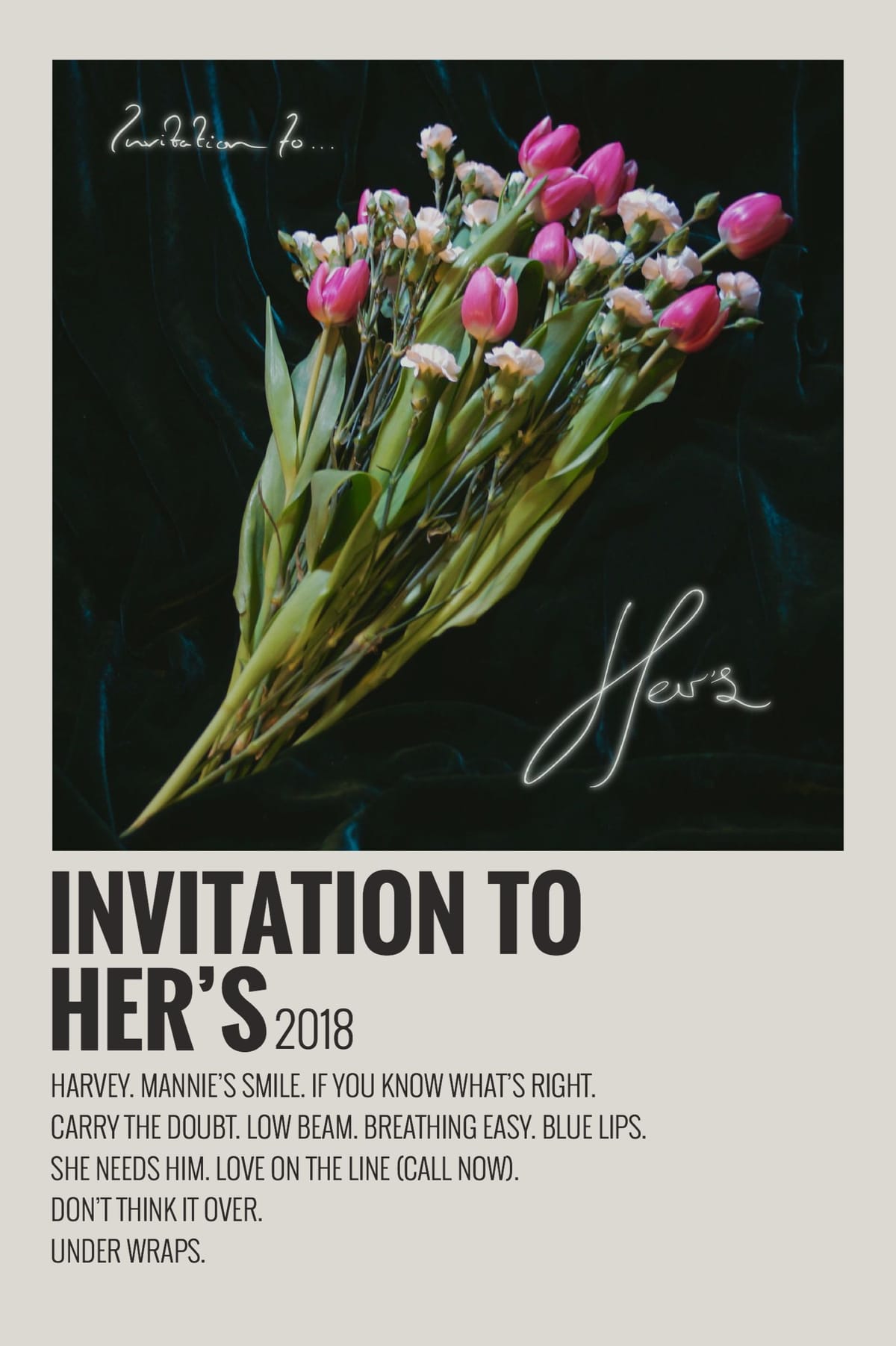 Alternative Minimalist Music Album Polaroid Poster - Invitation to Her’s 2018