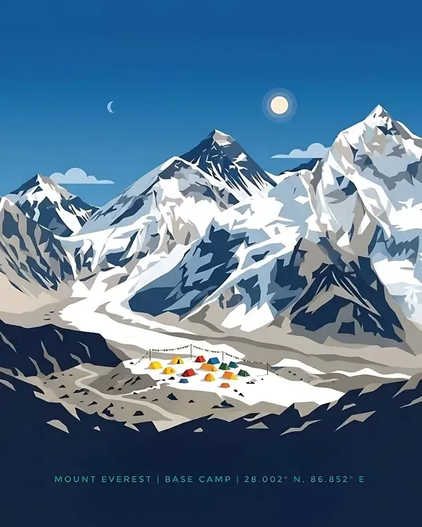 Mount Everest Base Camp Poster: Sternenhimmel & Zelte