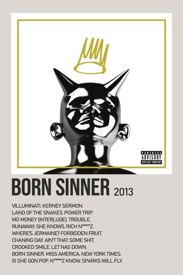 Born Sinner By J. Cole Minimalist Album Poster