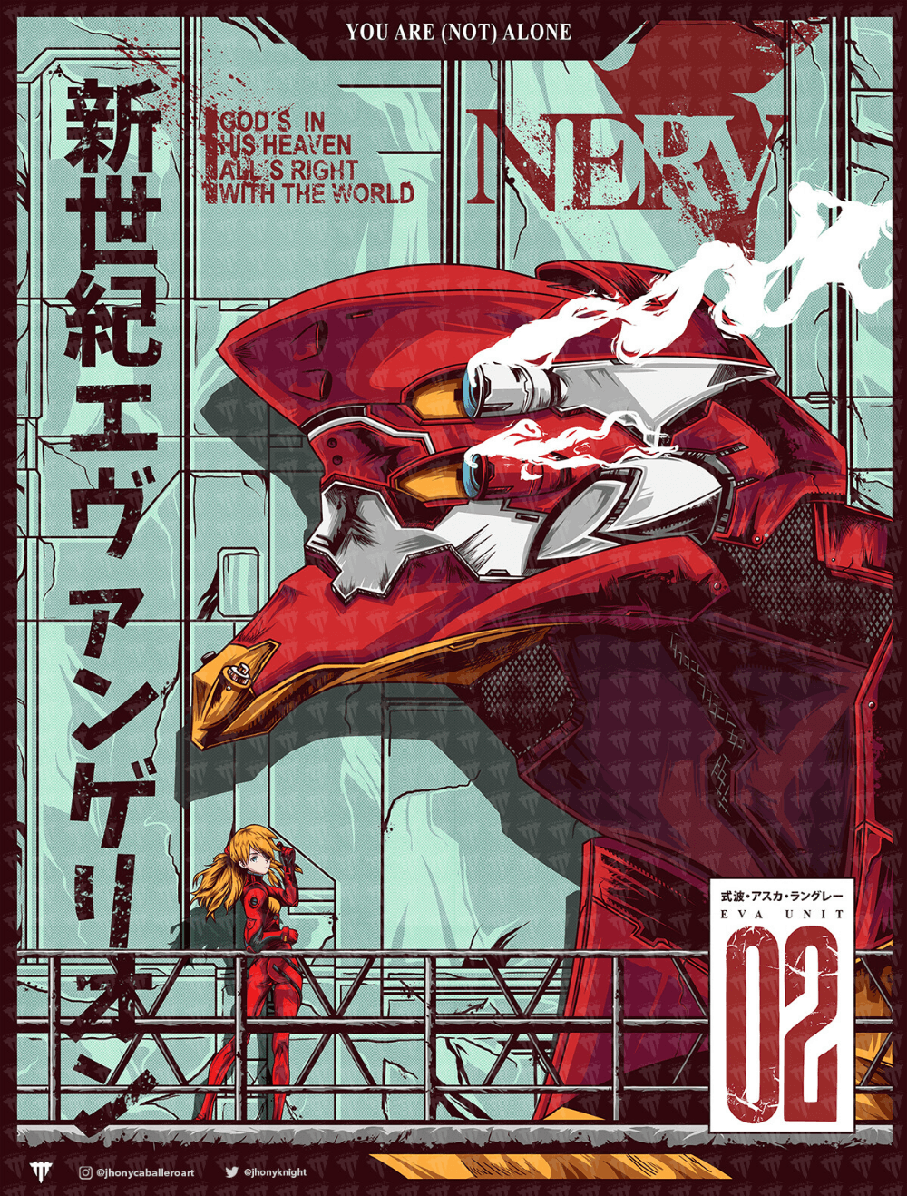 Evangelion Poster - EVA 02, Jhony Caballero