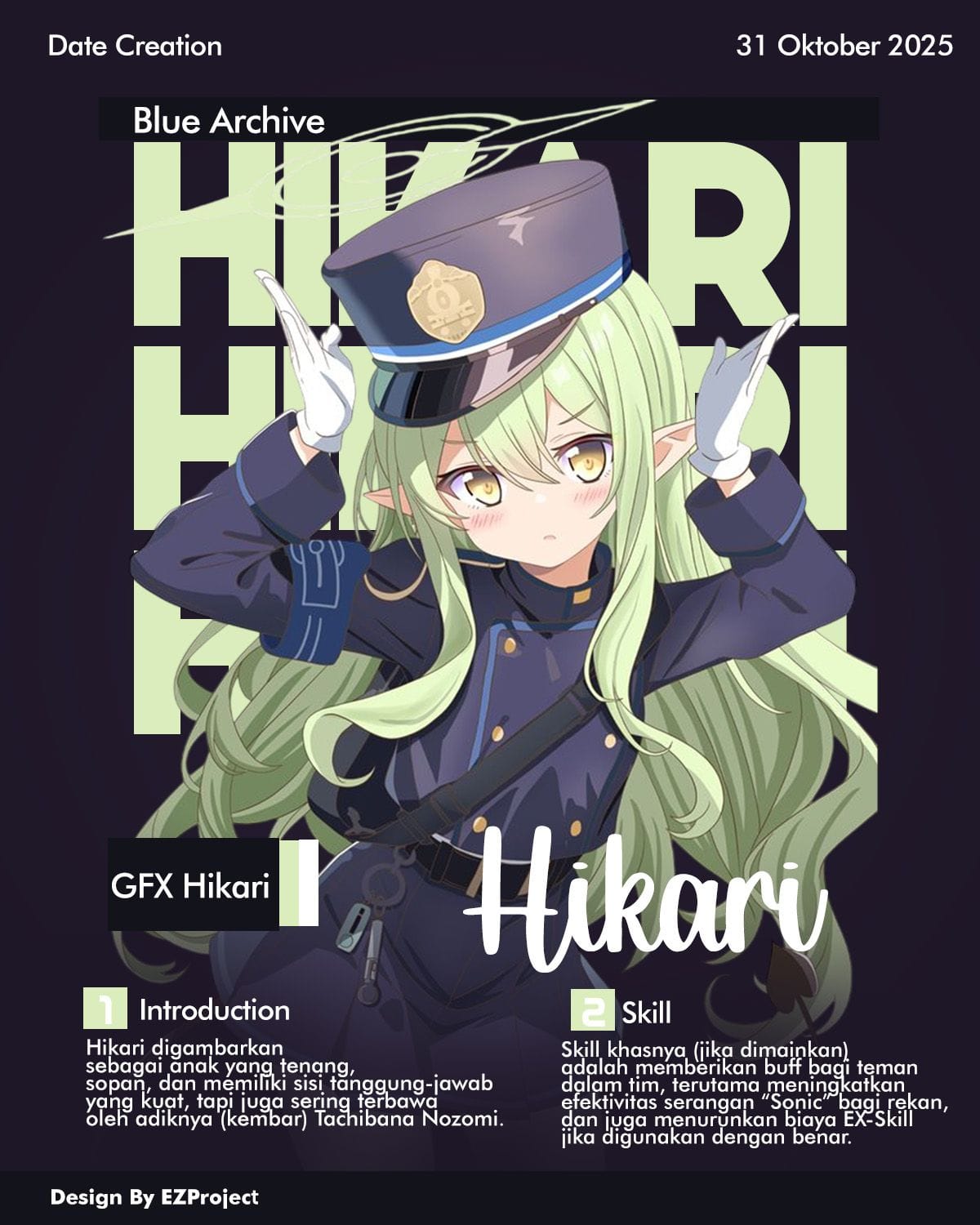 GFX Hikari From Game Blue Archive Poster Design