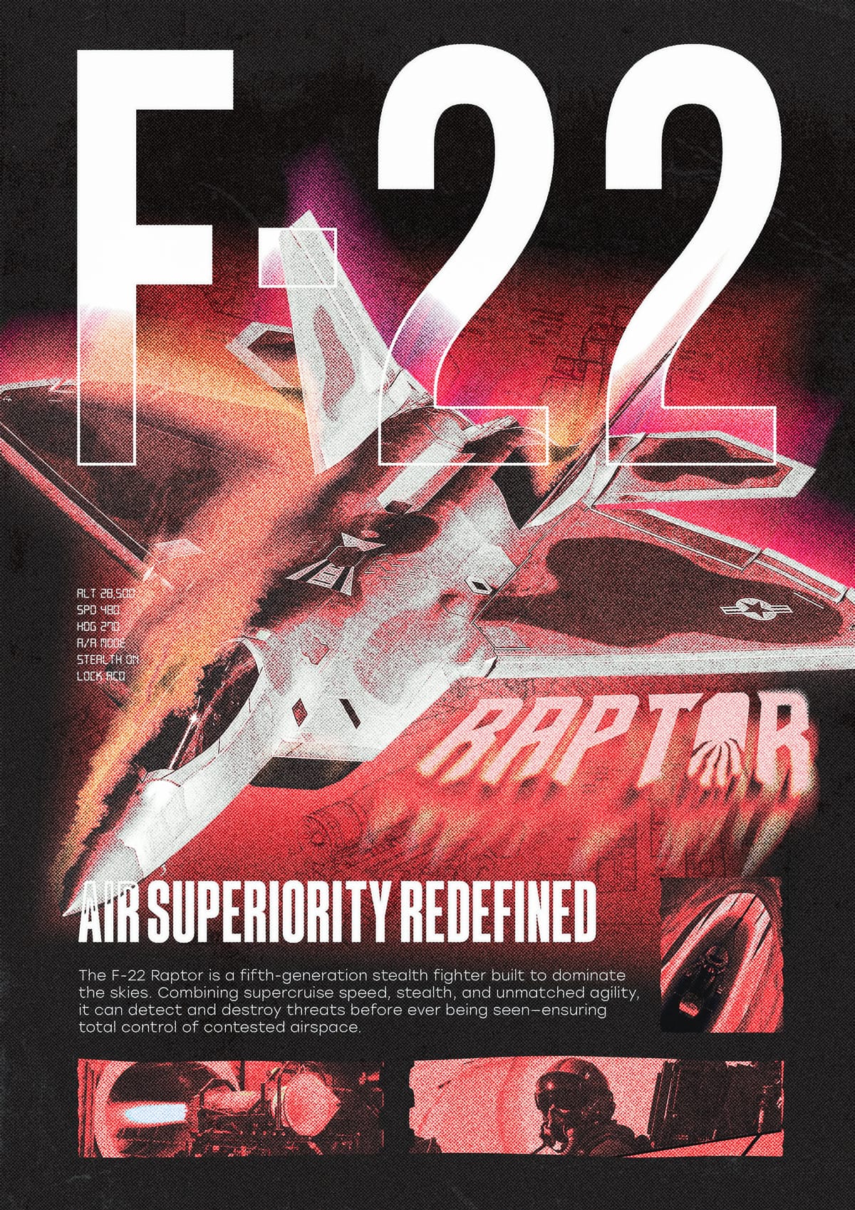 F-22 Raptor Poster Design | Modern Military Aviation Art
