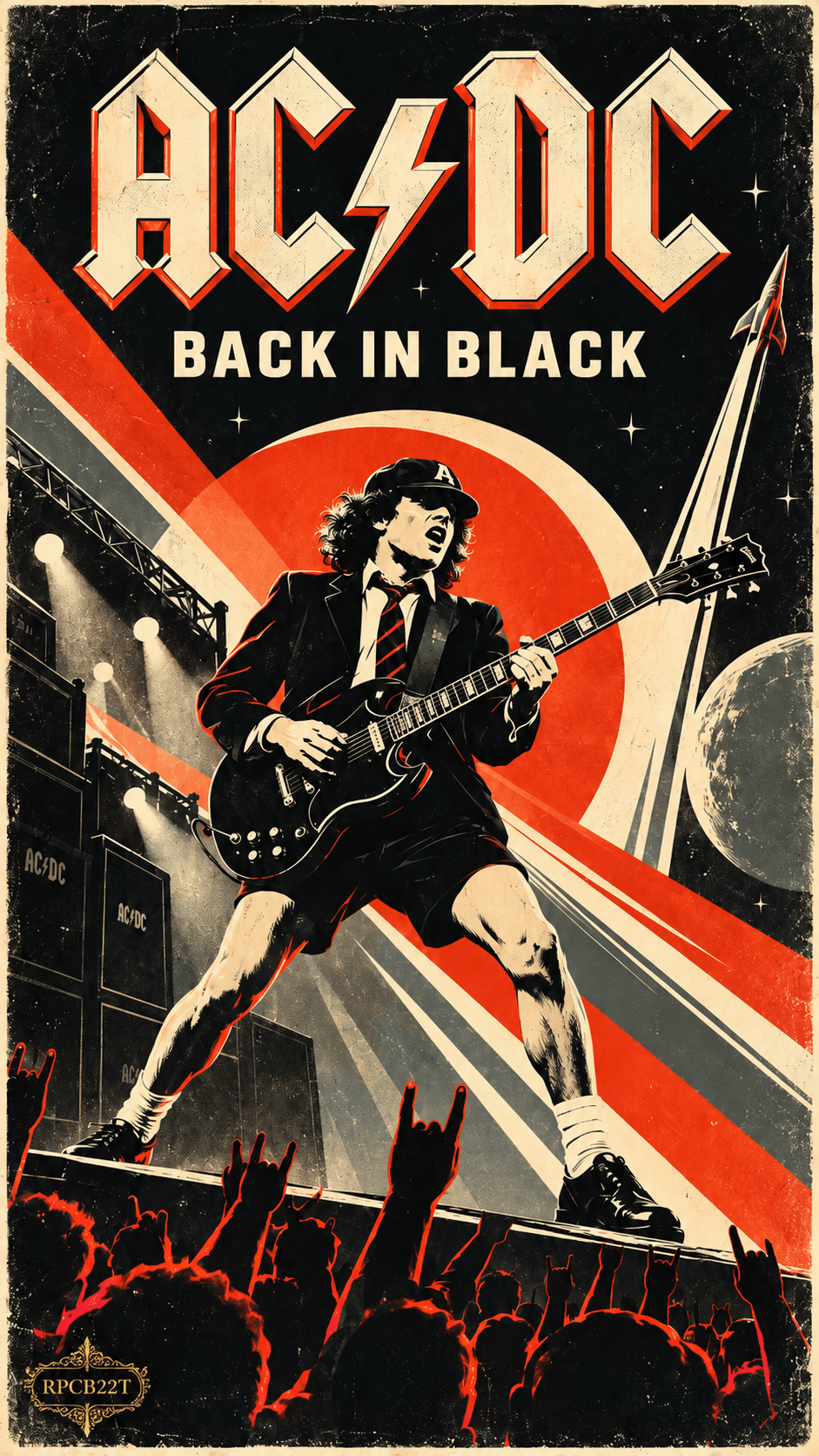 AC/DC — Back in Black: Retro Space-Age Rock Poster