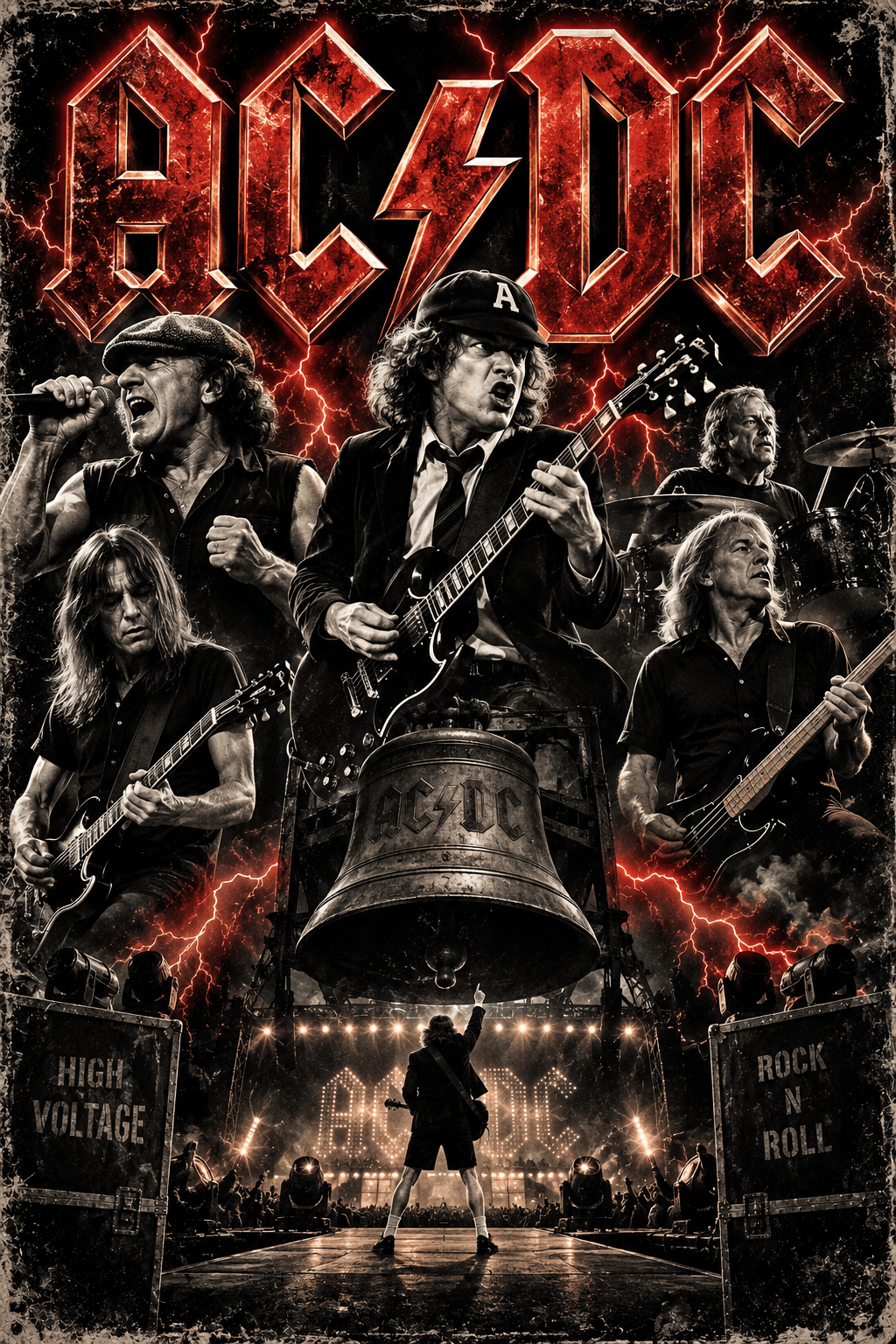 AC/DC Legendary Rock Band Vintage Poster
