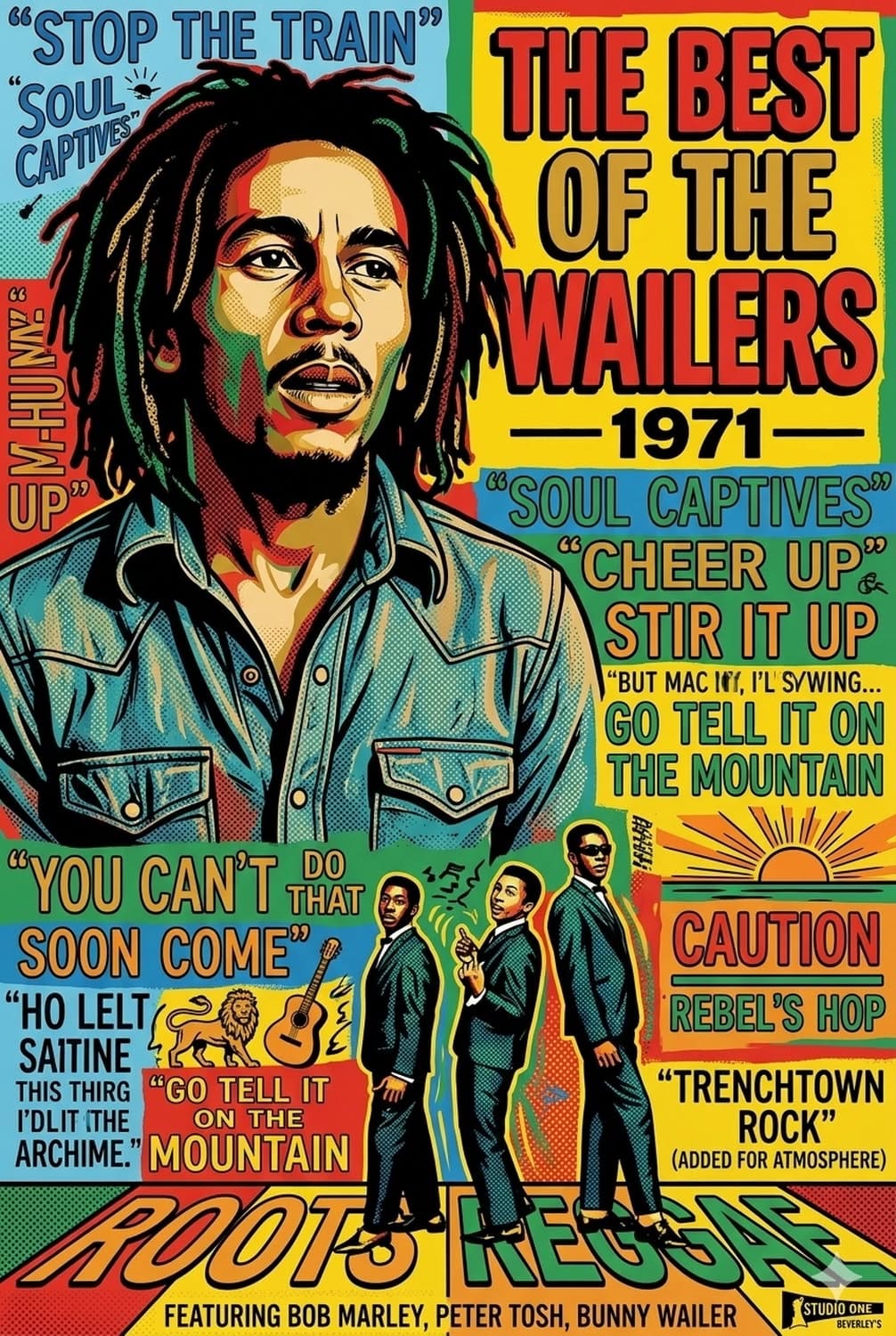Bob Marley The Best of the Wailers 1971 Vintage Reggae Pop Art Comic Poster