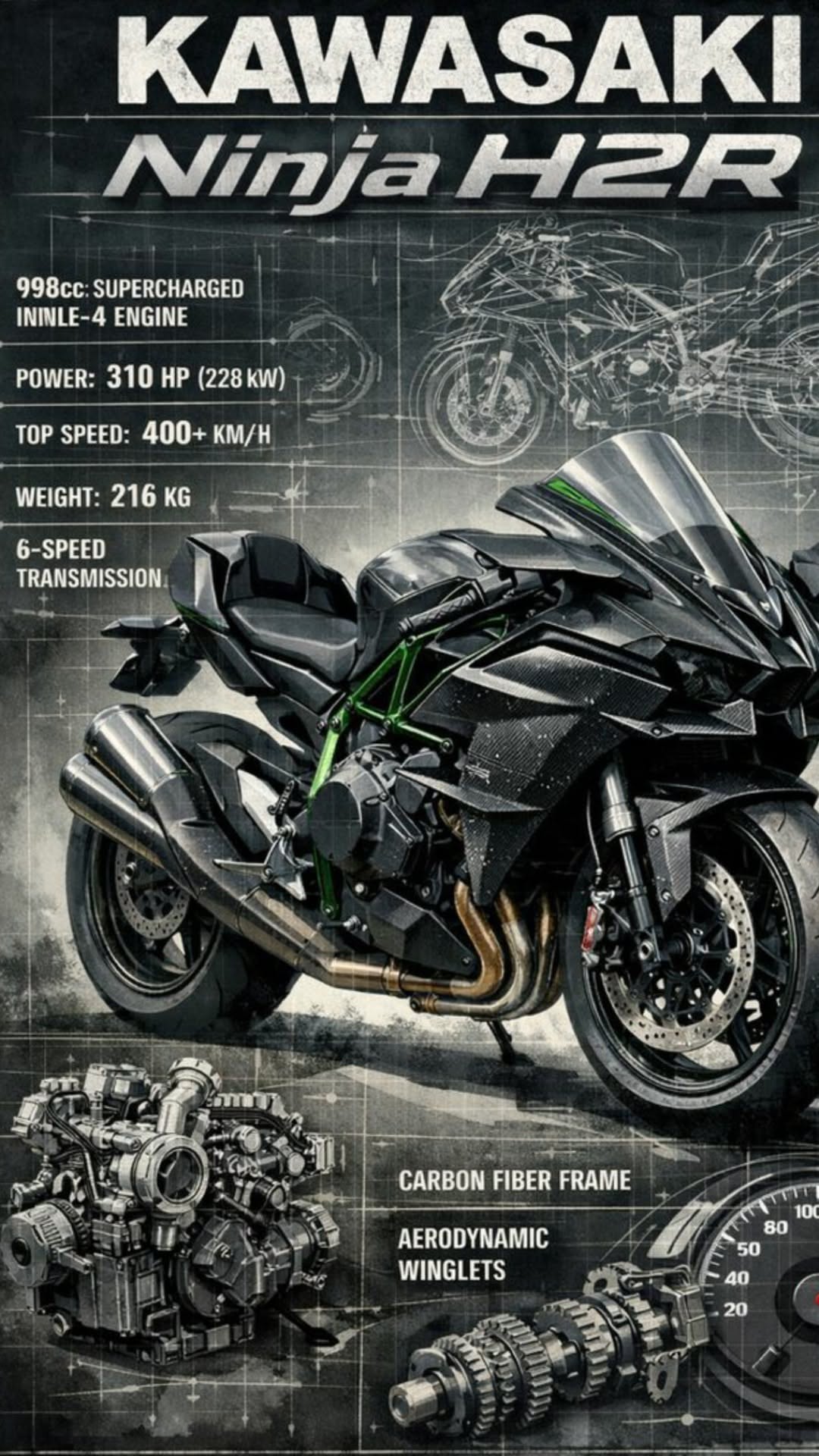 Kawasaki ninja h2 poster