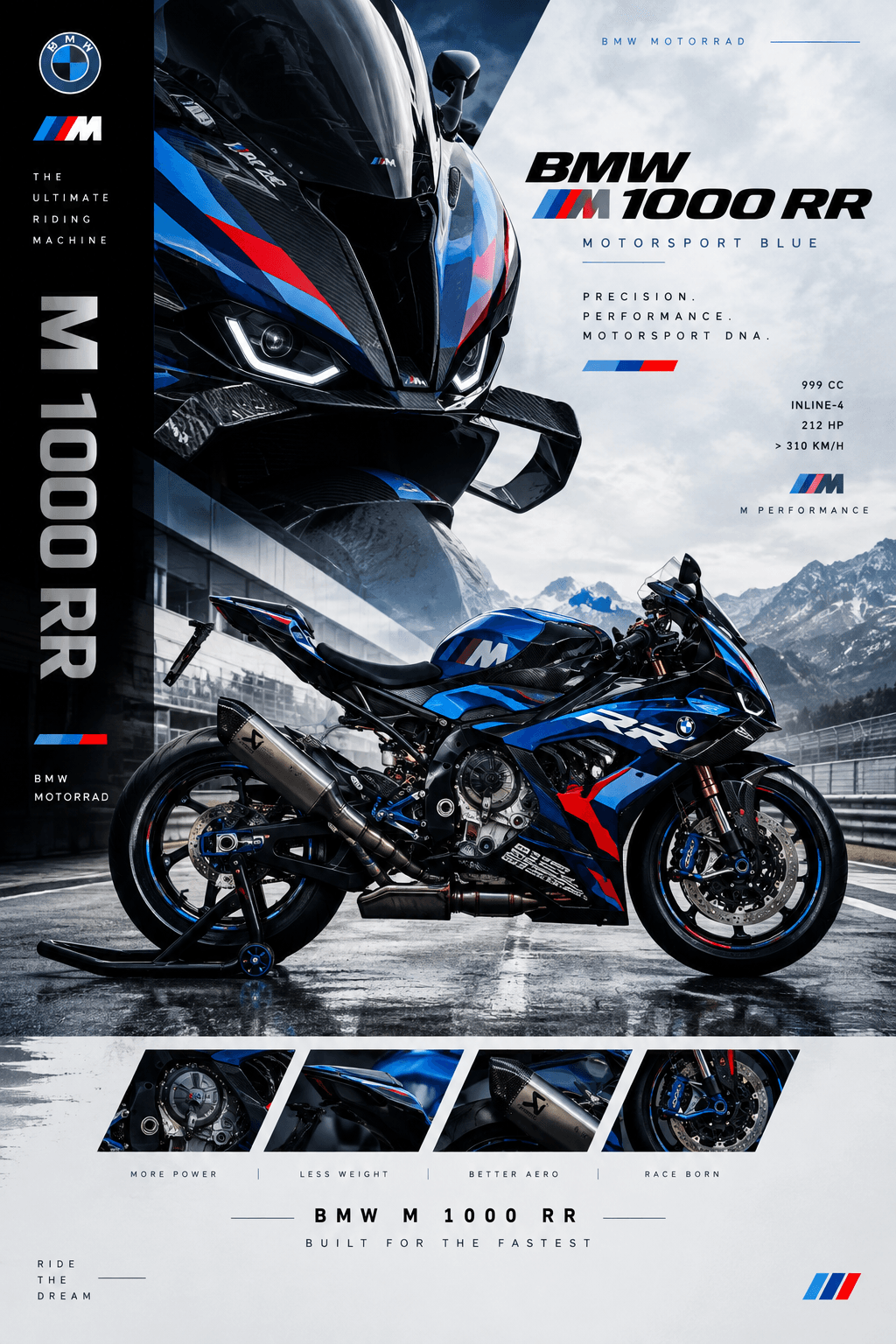 BMW M 1000 RR — M Motorsport Blue | Premium Superbike Poster