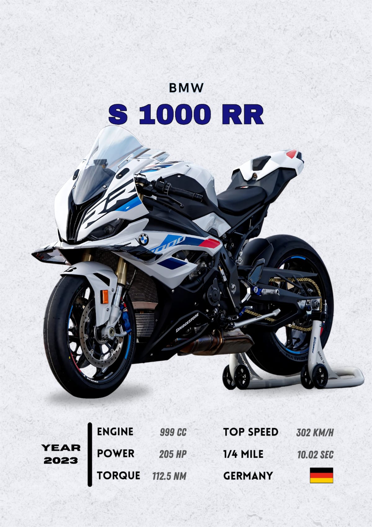 BMW S 1000 RR 2023 Printable Motorcycle Poster