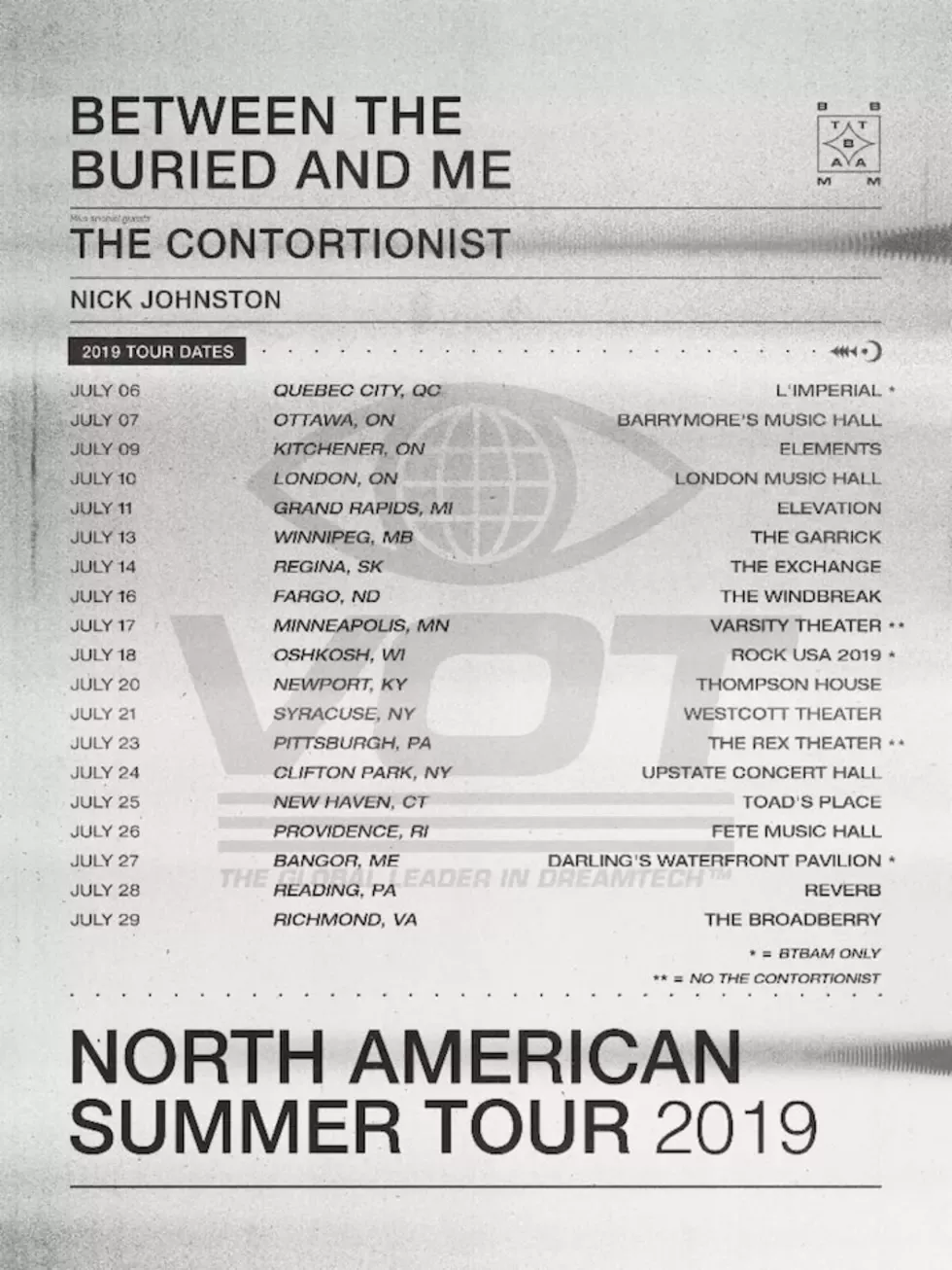BETWEEN THE BURIED AND ME ANNOUNCE SUMMER TOUR WITH THE CONTORTIONIST + NICK JOHNSTON