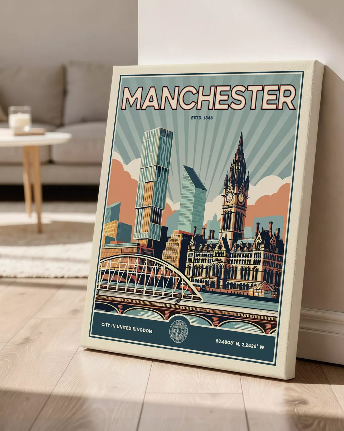 Manchester Retro Travel Poster