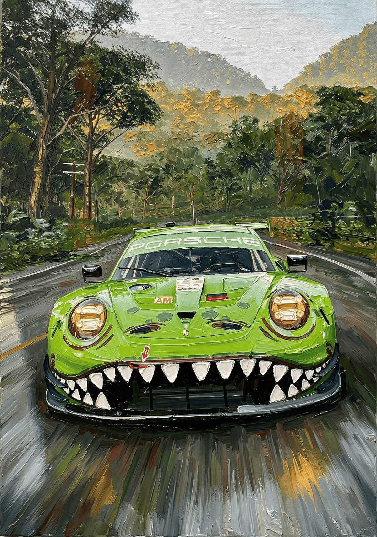 Porsche 911 GT3 R Rexy Poster | AO Racing Dinosaur Livery Print