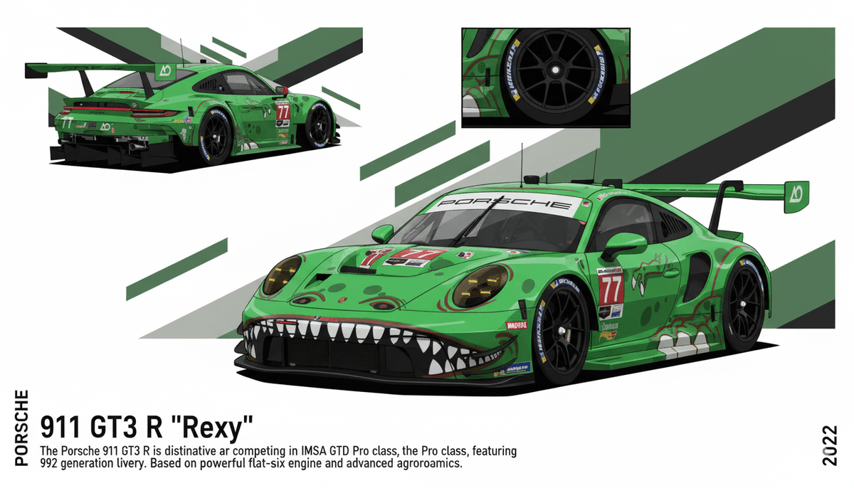 The Porsche 911 GT3 R nicknamed Rexy