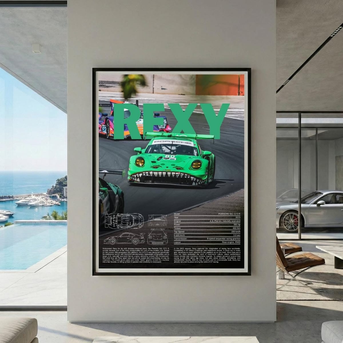 Porsche 911 GT3 R "Rexy" Poster | IMSA 2023 Racing Wall Art | Digital Download Print