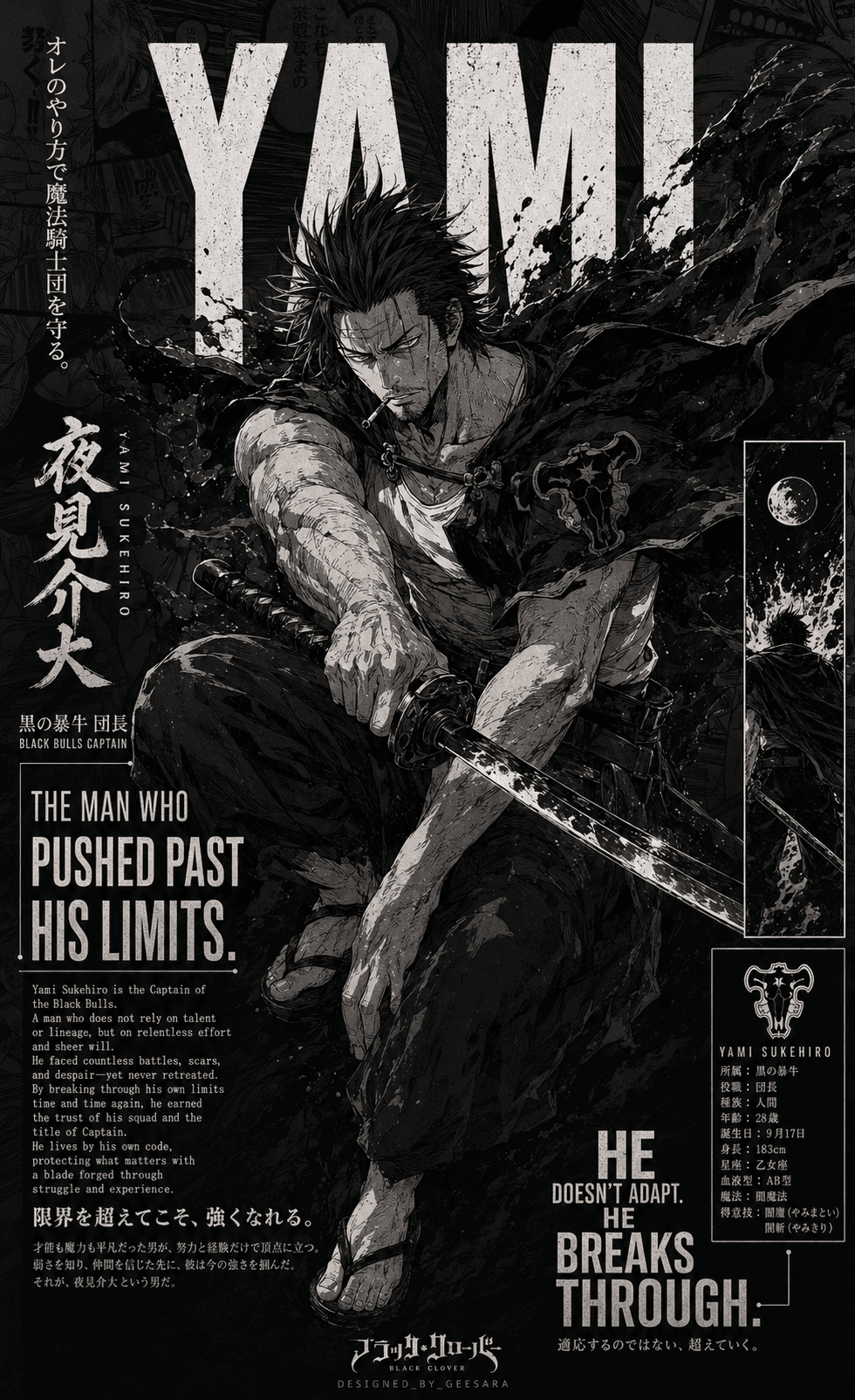 Yami Sukehiro Manga Poster | Black Bulls Captain Wallpaper