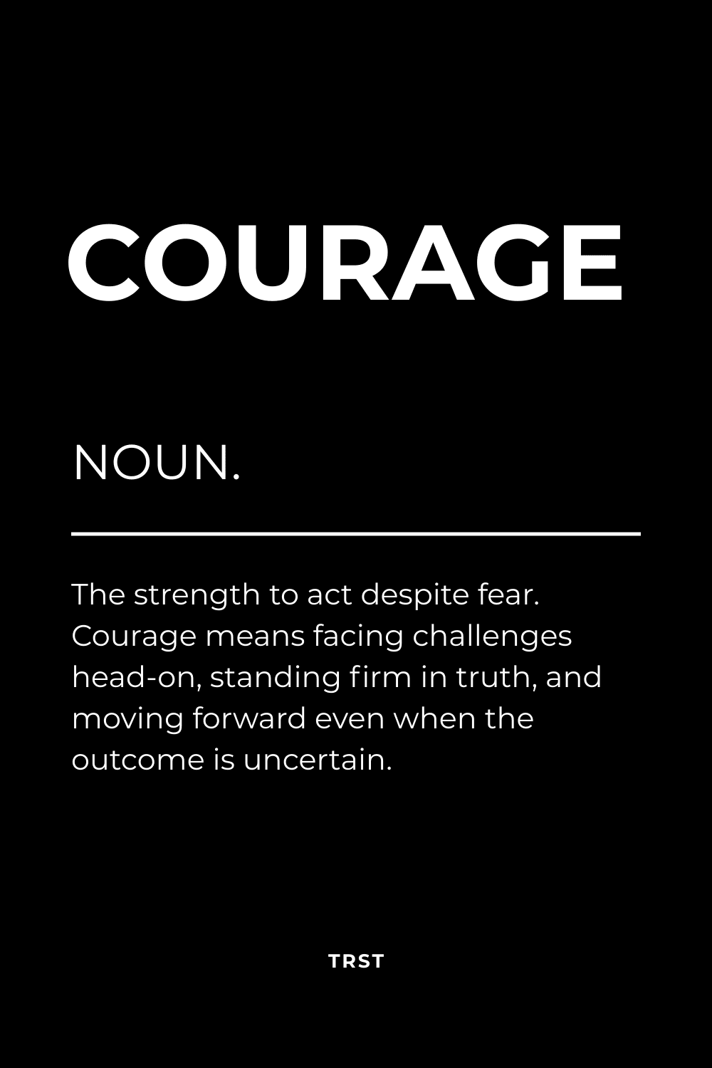 COURAGE – Minimalist Motivation Definition Metal Poster | Black Aesthetic Wall Art Displate