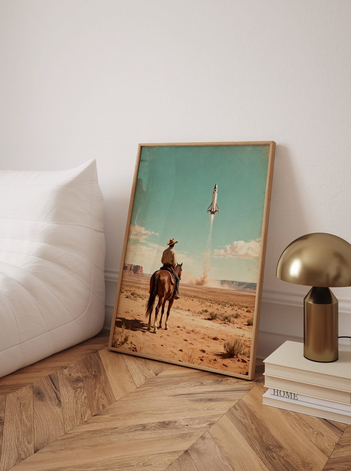 Retro Sci-Fi Cowboy Wall Art, Western Space Art Print, Southwestern Home Decor