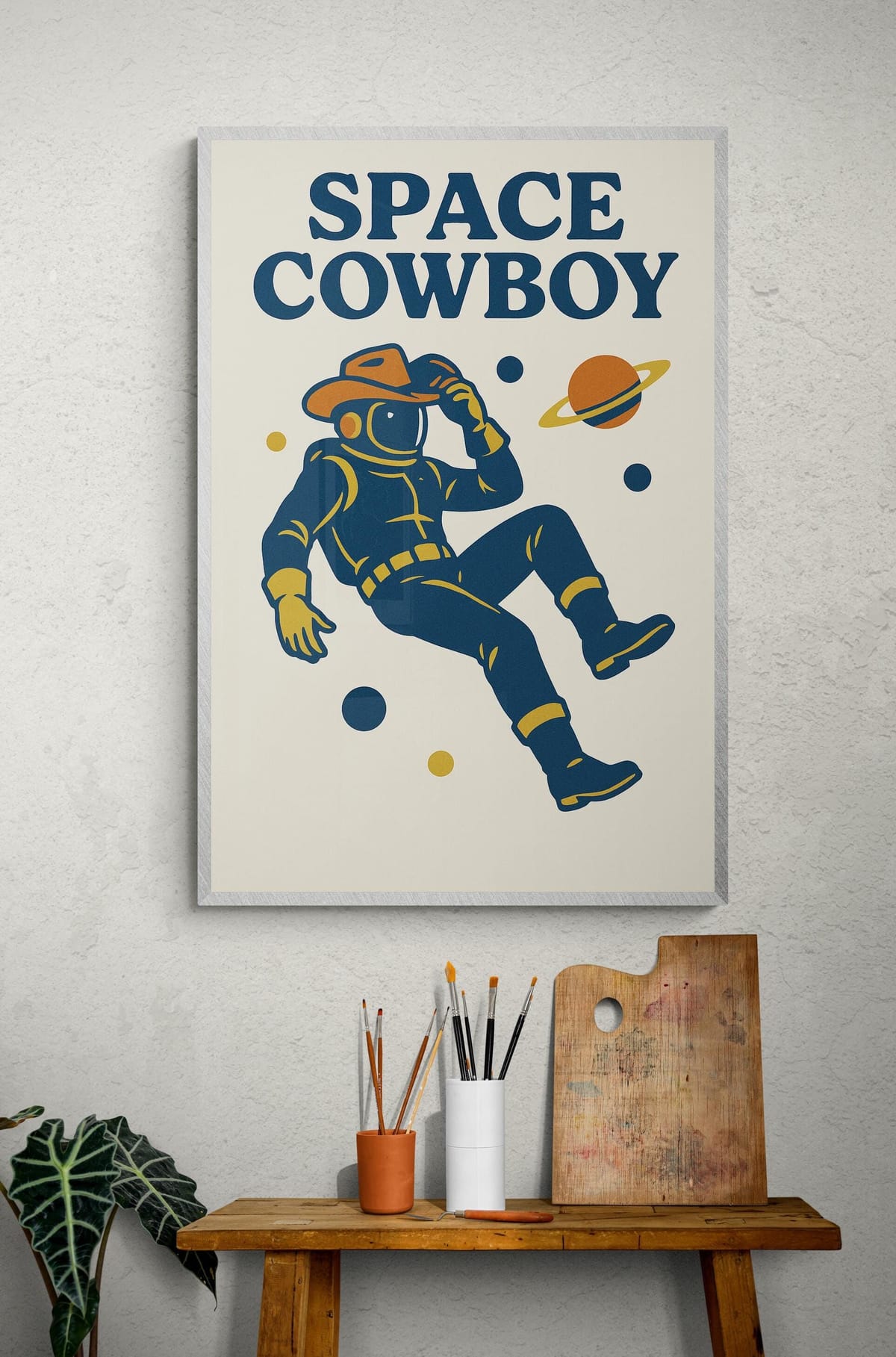 Retro Poster Space Cowboy Print: Astronaut Pop Art Wall Decor