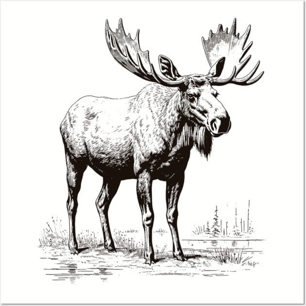 Vintage Moose Wildlife Poster