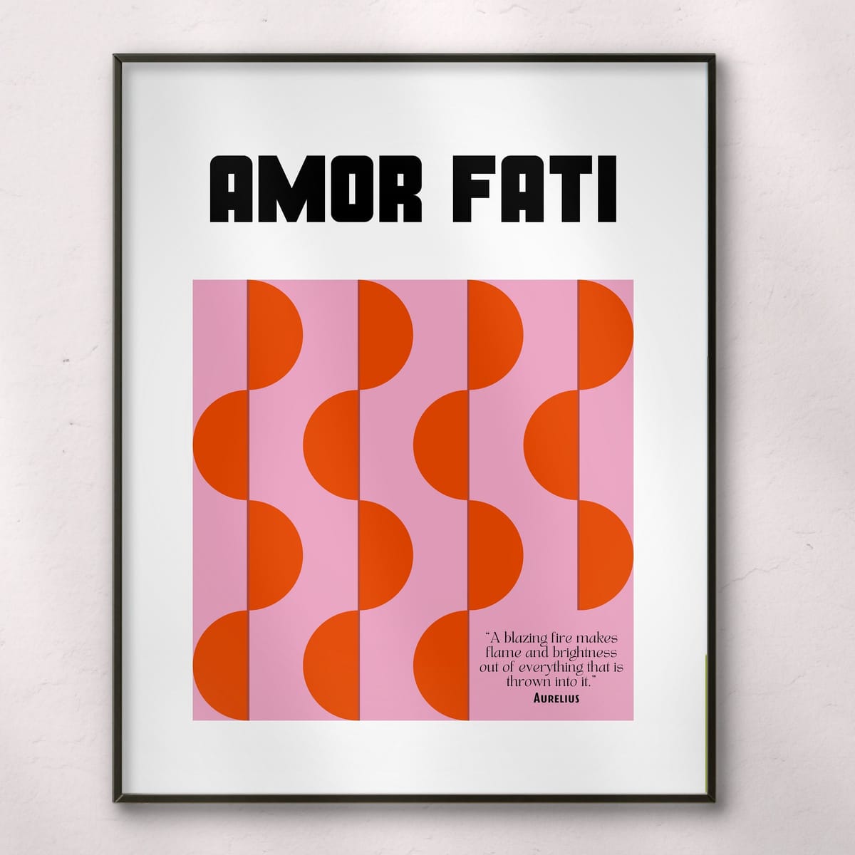 Amor Fati with Aurelius Quote Inspiring Poster, Stoic Wisdom Wall Art, Bauhaus Style Printable