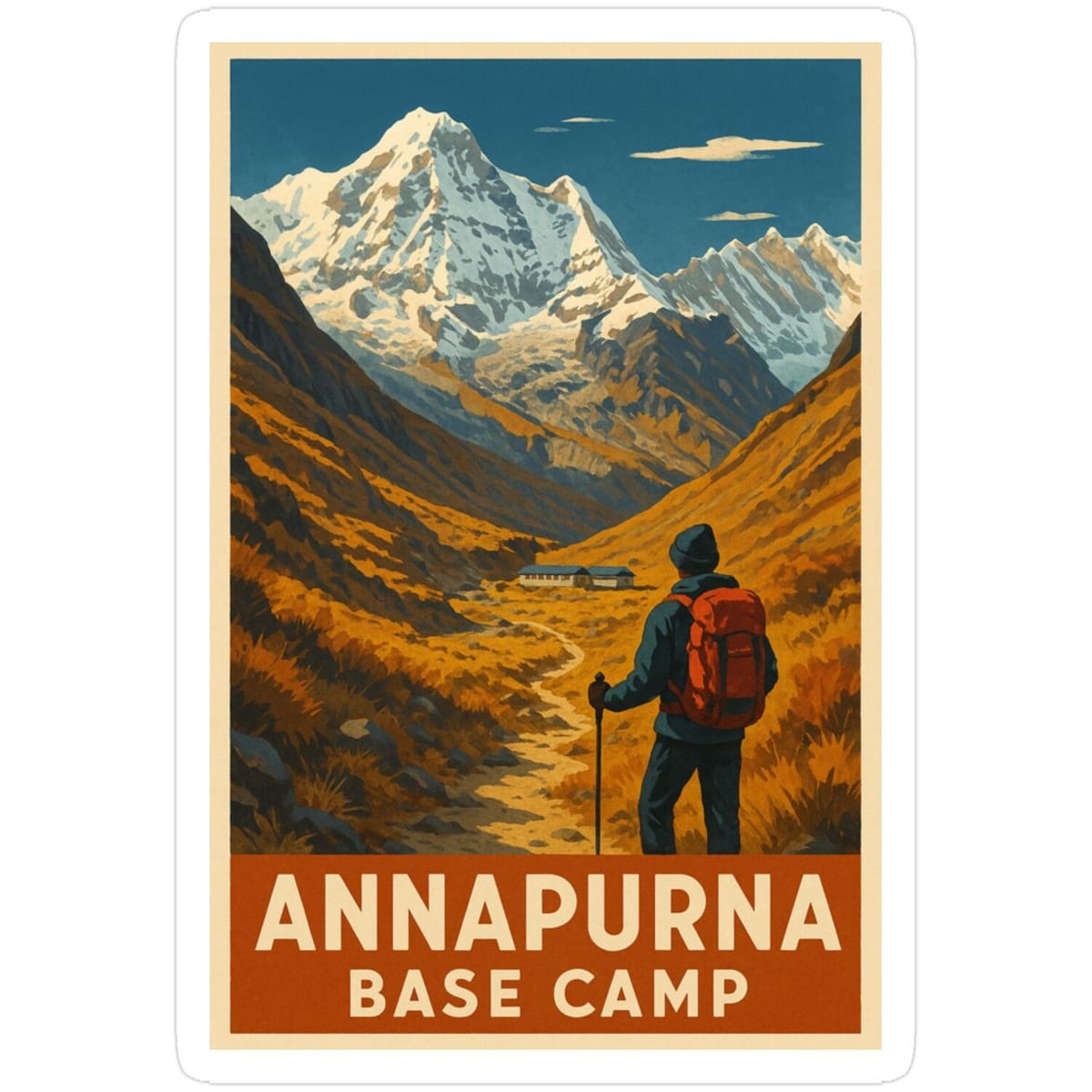 Annapurna Base Camp Trekker Facing Nepal Himalayas Sticker