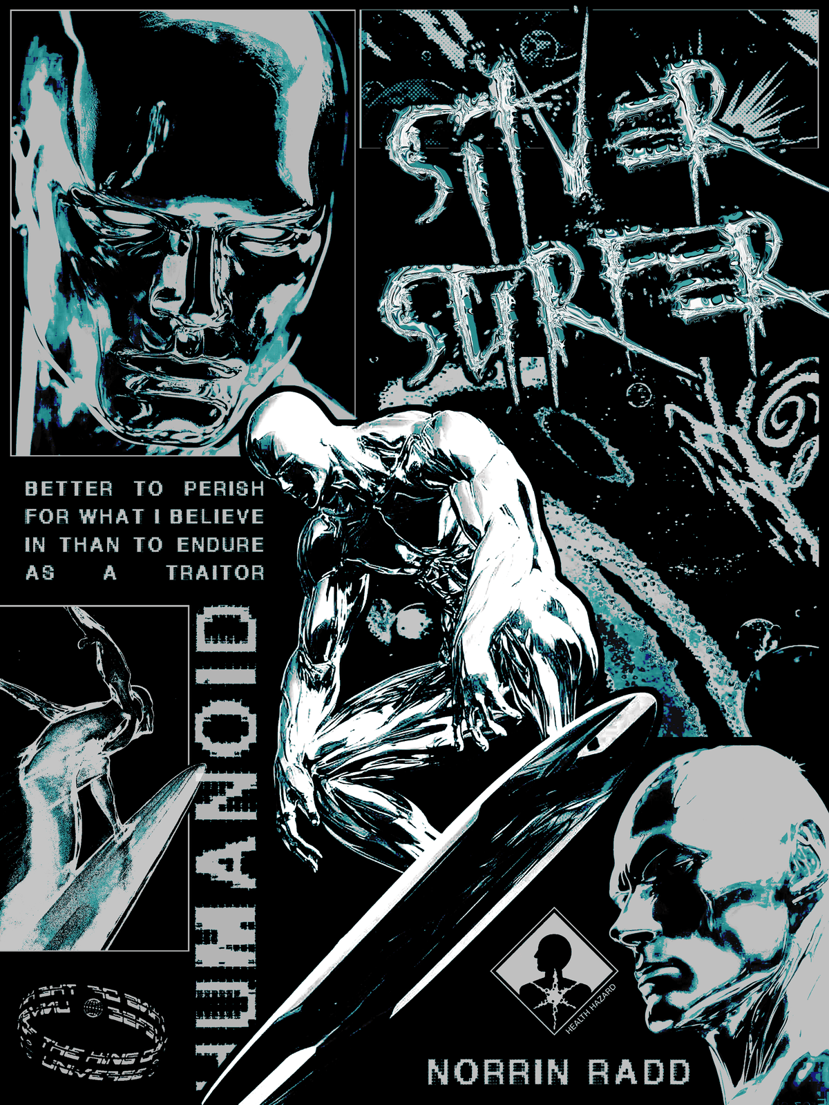 Silver surfer poster, brutalism graphic design